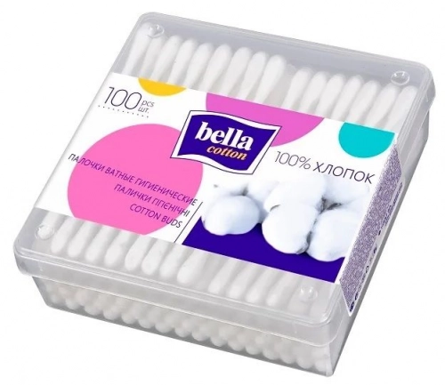 Bella Палочки ватные квадратная пластиковая упаковка  в Казахстане, интернет-аптека Aurma.kz