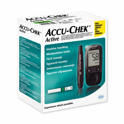 Глюкометр Accu-Chek Active в комплекте с тест полосками 10 штук, ланцетами 10 штук и ручкой  в Казахстане, интернет-аптека Рокет Фарм