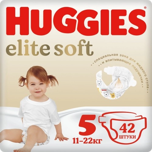 Подгузники Хаггис Huggies Elite Soft 5 (12-22кг) Подгузники в Казахстане, интернет-аптека Рокет Фарм