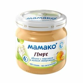 Пюре Мамако из яблок с персиком и козьим творожком с 6 месяцев 