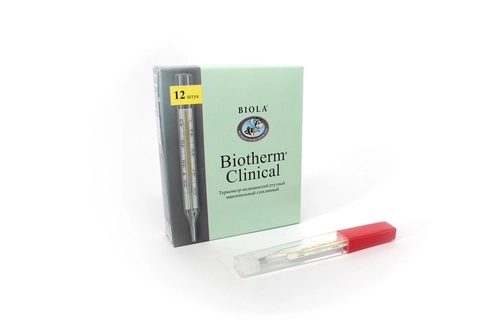 Термометр Biotherm Clinical медицинский ртутный максимальный стеклянный