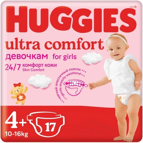 Подгузники Huggies Ultra Comfort 4+, maxi plus (10-16кг) Подгузники в Казахстане, интернет-аптека Aurma.kz