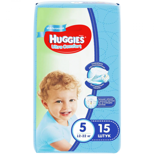 Подгузники Хаггис Huggies Ultra Comfort 5 Boy (12-22кг) Подгузники в Казахстане, интернет-аптека Рокет Фарм