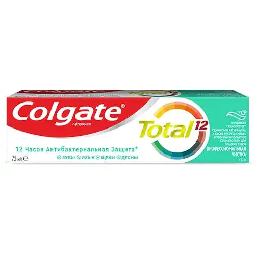 Colgate Total 12 Профессиональная чистка гель Паста в Казахстане, интернет-аптека Рокет Фарм