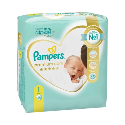 Подгузники Памперс Pampers 1 Premium Care Newborn (2-5 кг) Подгузники в Казахстане, интернет-аптека Aurma.kz