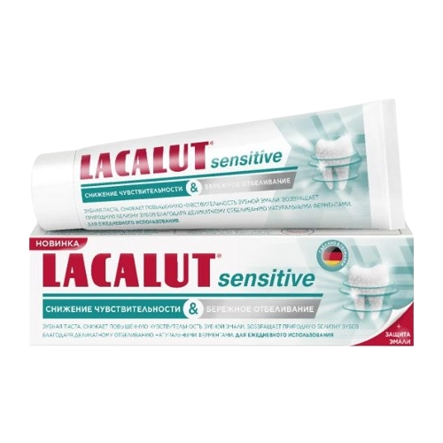 Зубная паста Lacalut Sensitive White снижение чувствительности и бережное отбеливание  в Казахстане, интернет-аптека Aurma.kz