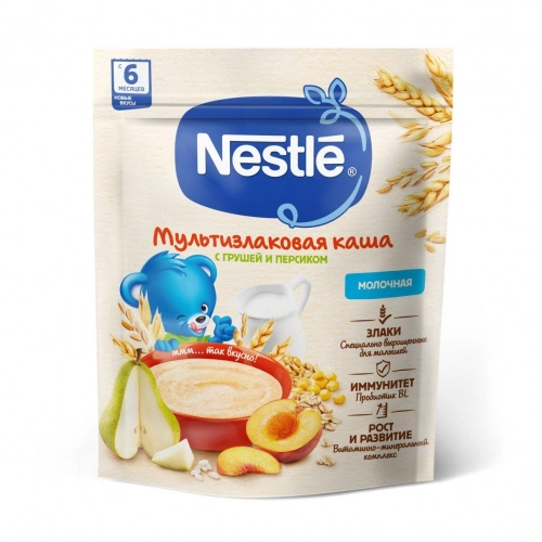 Каша Nestle молочная мультизлаковая груша персик (с 6 месяцев)  в Казахстане, интернет-аптека Aurma.kz