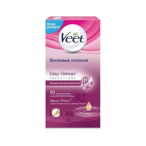 Восковые полоски Veet с ароматом бархатной розы и эфирными маслами  в Казахстане, интернет-аптека Рокет Фарм