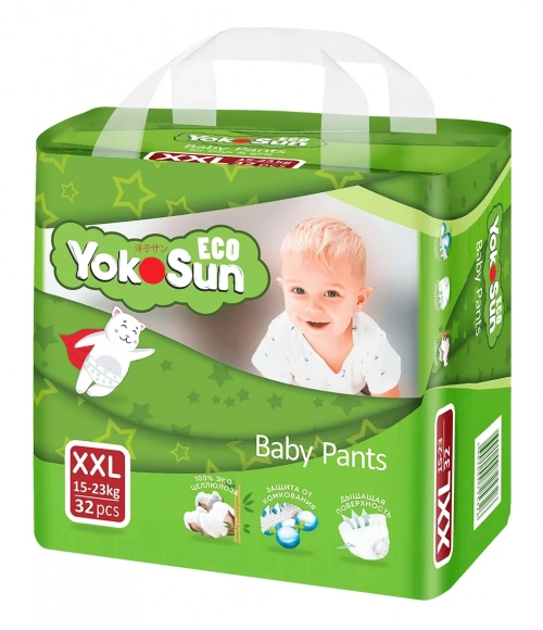 Подгузники YokoSun Eco XXL (15-23кг) трусики  Подгузники в Казахстане, интернет-аптека Aurma.kz