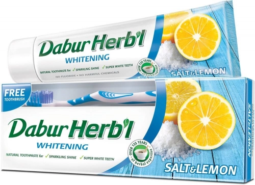 Dabur Паста зубная с Солью и Лимоном Herbal Tooth Paste Salt & Lemon + зубная щетка  в Казахстане, интернет-аптека Aurma.kz