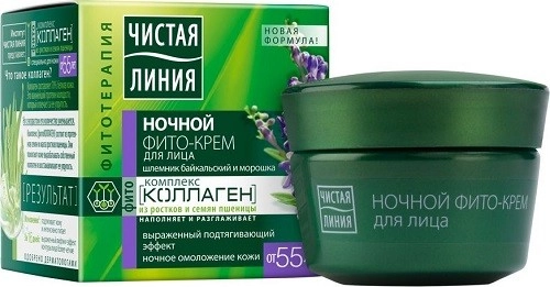 Чистая линия крем для лица фитотерапия ночной шлемник морошка 55+  в Казахстане, интернет-аптека Aurma.kz