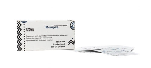 Салфетка спиртовая M-wipes 65 мм х 30 мм в Казахстане, интернет-аптека Aurma.kz