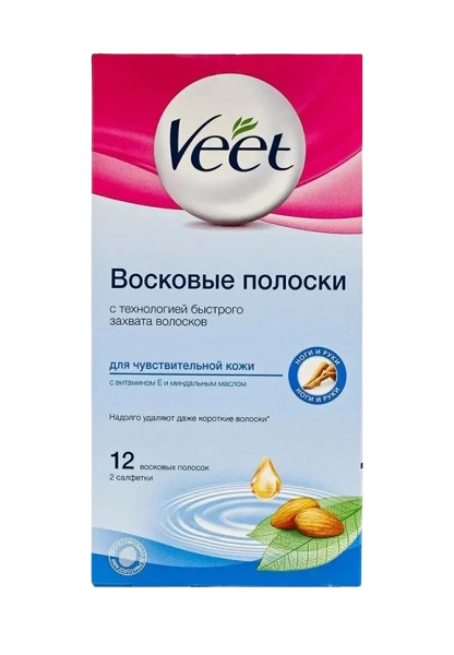 Восковые полоски Veet для депиляции для чувствительной кожи  в Казахстане, интернет-аптека Aurma.kz