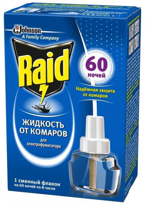 Raid жидкость от комаров для электрофумигатора 60 ночей  в Казахстане, интернет-аптека Aurma.kz