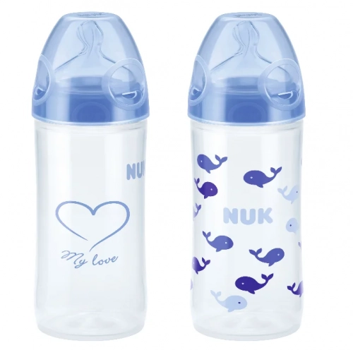 Бутылочка Nuk New Classik с силиконовой соской голубая  в Казахстане, интернет-аптека Aurma.kz