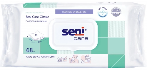 Влажные салфетки Seni Care Classic с алоэ вера и аллантоином  в Казахстане, интернет-аптека Рокет Фарм