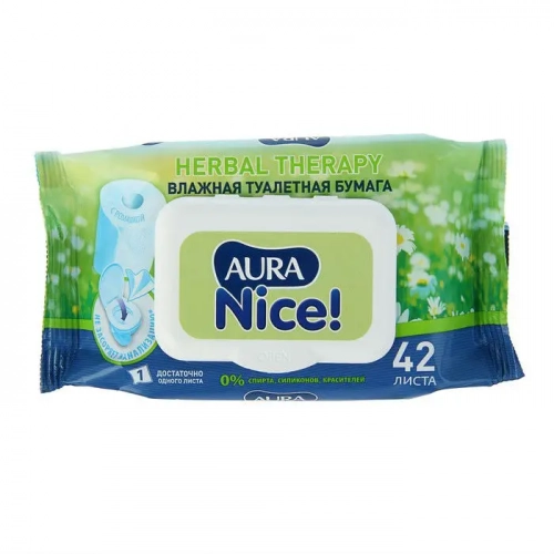 Бумага туалетная влажная Aura Nice Herbal Therapy  в Казахстане, интернет-аптека Aurma.kz