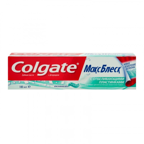 Colgate МаксБлеск с отбеливающими пластинками Паста в Казахстане, интернет-аптека Aurma.kz