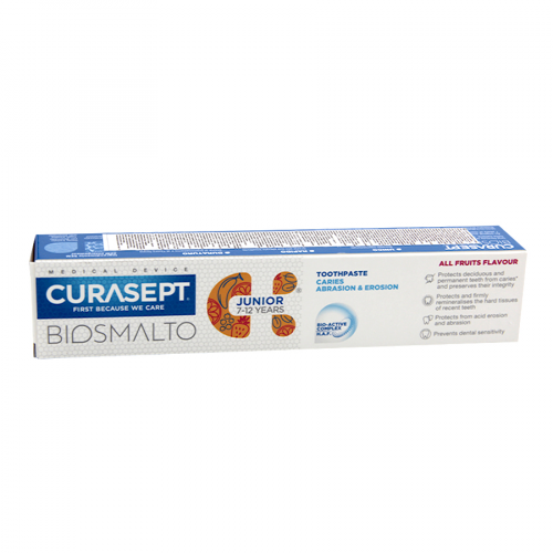 CURASEPT Паста зубная biosmalto junior с фруктовым вкусом 7-12лет 75мл  в Казахстане, интернет-аптека Aurma.kz