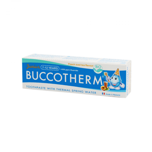 BUCCOTHERM Паста - гель зубная для детей Джуниор 7-12лет со вкусом Персикового Чая 50мл  в Казахстане, интернет-аптека Aurma.kz