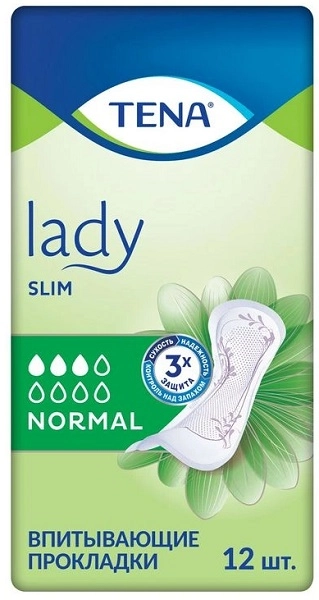 Прокладки гигиенические Tena Lady Slim Normal 3 капли в Казахстане, интернет-аптека Aurma.kz