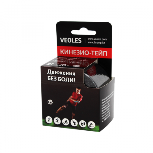 VEOLES Кинезио-тейп с усиленной фиксацией черный 5*5см рулон 113609  в Казахстане, интернет-аптека Рокет Фарм