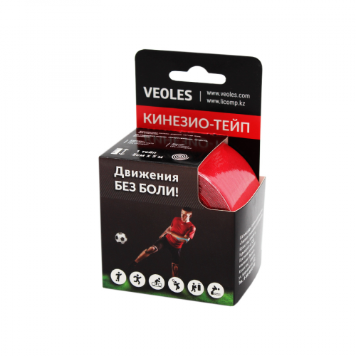 VEOLES Кинезио-тейп с усиленной фиксацией красный 5*5см рулон 113630  в Казахстане, интернет-аптека Рокет Фарм