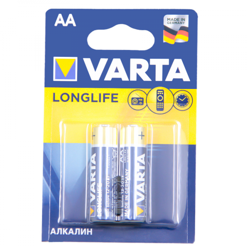 VARTA Батарейка Longlife Алкалин АА LR6/MN1500/1.5V (2шт)  в Казахстане, интернет-аптека Aurma.kz