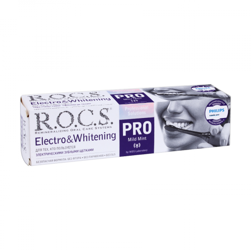 R.O.C.S. Паста зубная PRO Electro Whitening Mild Mint 135гр  в Казахстане, интернет-аптека Рокет Фарм