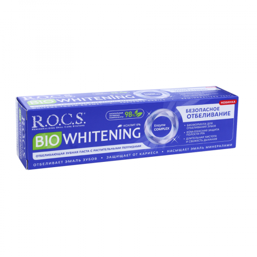 R.O.C.S. Паста зубная Bio Whitening беопасное отбеливание 94г  в Казахстане, интернет-аптека Рокет Фарм