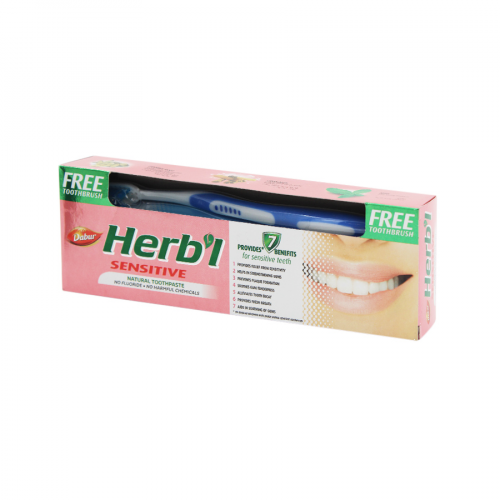 DABUR HERBAL Паста зубная для чувствительных зубов 150 гр + щетка  в Казахстане, интернет-аптека Рокет Фарм