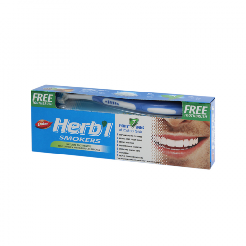 DABUR HERBAL Паста зубная для курящих 150 гр + щетка  в Казахстане, интернет-аптека Рокет Фарм