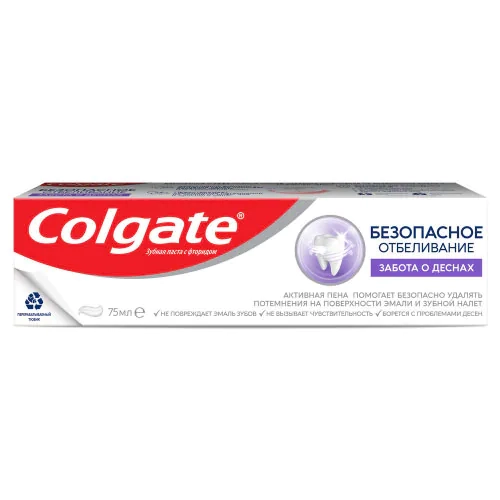 Colgate Безопасное отбеливание Забота о деснах Паста в Казахстане, интернет-аптека Рокет Фарм