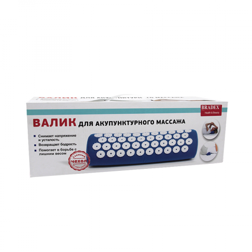 BRADEX HEALTHY BEAUTY Валик для акупунктурного массажа 37*15*10см синий белый KZ0491  в Казахстане, интернет-аптека Рокет Фарм