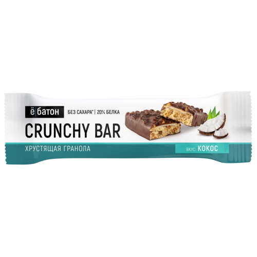 ЁБАТОН Батончик CRUNCHY BAR Кокоса в глазури 40гр  в Казахстане, интернет-аптека Рокет Фарм