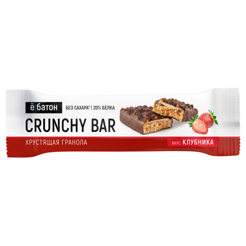 ЁБАТОН Батончик CRUNCHY BAR Клубника в глазури 40гр  в Казахстане, интернет-аптека Рокет Фарм