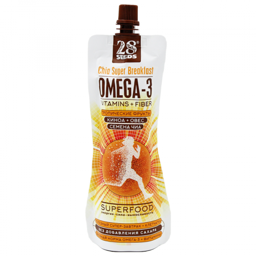 28 SEEDS Завтрак супер чиа Omega-3 vitamins+fiber тропические фрукты дой-пак 220мл  в Казахстане, интернет-аптека Рокет Фарм