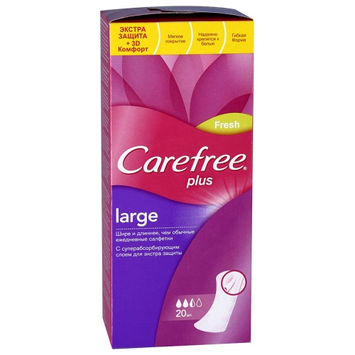 Carefree plus large fresh прокладки гигиенические  в Казахстане, интернет-аптека Aurma.kz