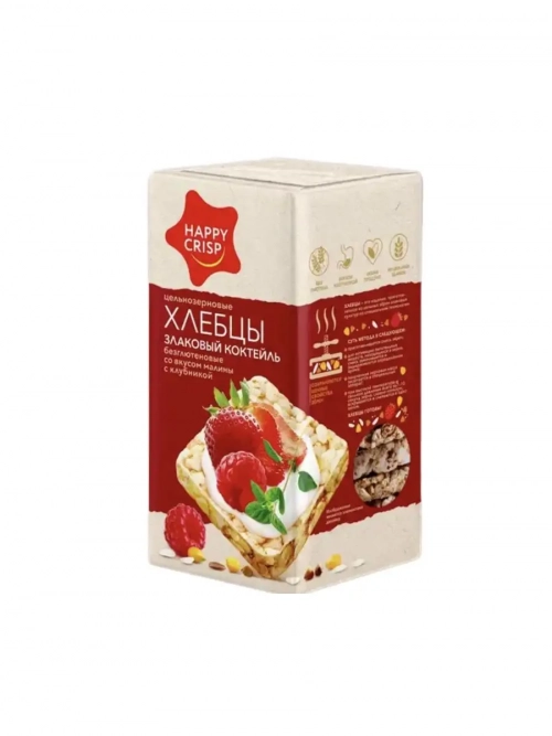 Хлебцы Happy Crisp злаковый коктейль со вкусом малины с клубникой  в Казахстане, интернет-аптека Aurma.kz