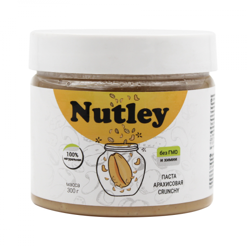 ФАЗУЛЛИН Паста Арахисовая Nutley Crunchy 300гр банка  в Казахстане, интернет-аптека Рокет Фарм