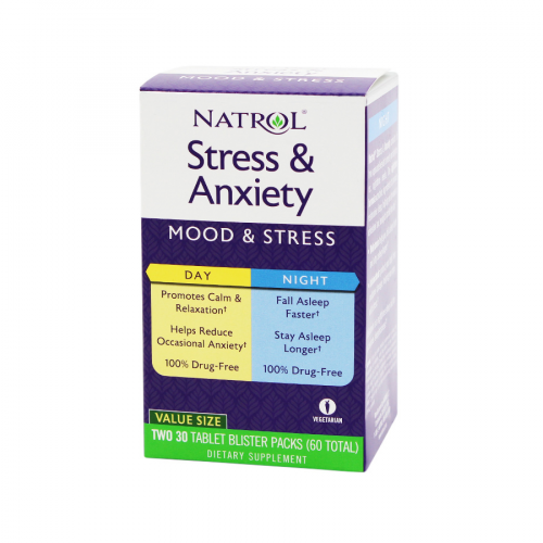 NATROL Stress & Anxiety Стресс и тревога 60 таблеток  в Казахстане, интернет-аптека Рокет Фарм