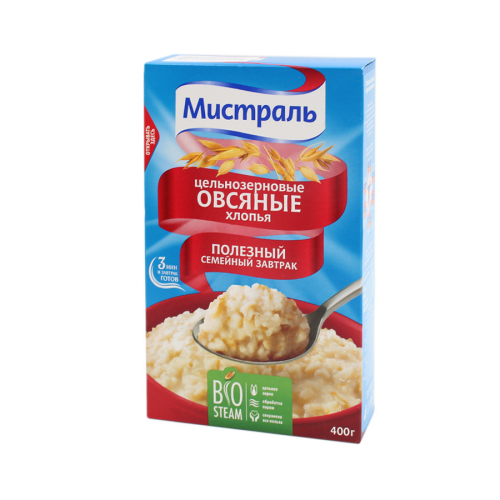 МИСТРАЛЬ Хлопья с отрубями, овсяные,  Стройность и энергия 400гр  в Казахстане, интернет-аптека Рокет Фарм