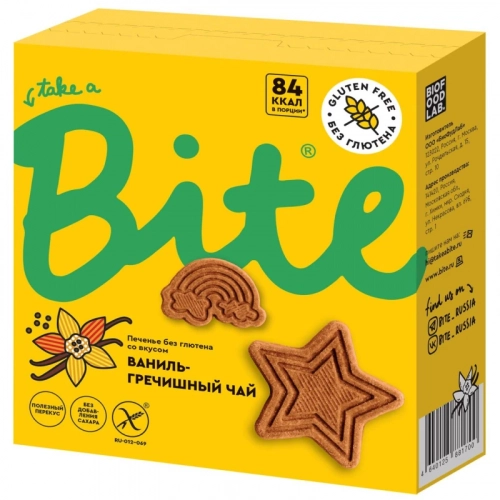 Печенье Take A Bite ваниль-гречишный чай  в Казахстане, интернет-аптека Aurma.kz