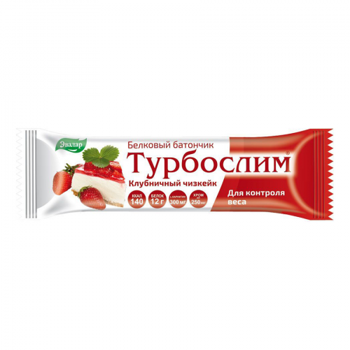 ЭВАЛАР Батончик белковый Турбослим Клубничный чизкейк 50гр  в Казахстане, интернет-аптека Aurma.kz