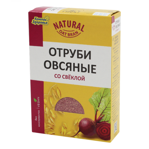 КОМПАС ЗДОРОВЬЯ Отруби овсяные со свеклой 200гр  в Казахстане, интернет-аптека Рокет Фарм