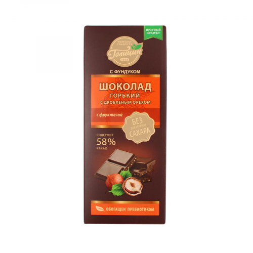 ГОЛИЦИН Шоколад горький с дробленым орехом с фруктозой 60гр  в Казахстане, интернет-аптека Aurma.kz