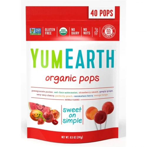 Леденцы YumEarth органические фруктовые на палочке 1443 (8 вкусов) в Казахстане, интернет-аптека Aurma.kz