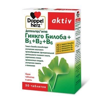 Доппельгерц Актив Гинкго Билоба+В1+В2+В6 Таблетки в Казахстане, интернет-аптека Aurma.kz