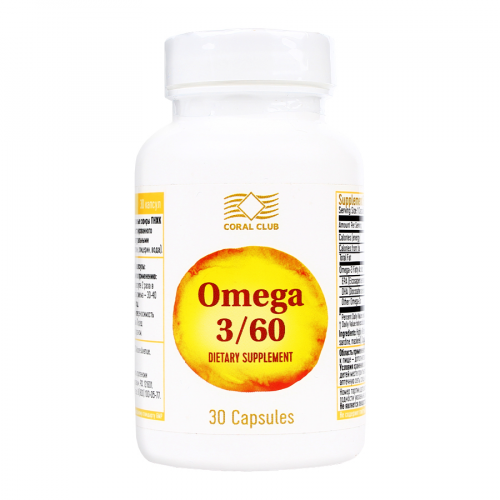 CORAL CLUB Капсулы OMEGA 3/60, 30шт.  в Казахстане, интернет-аптека Aurma.kz