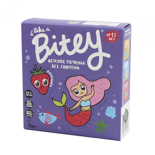 BITEY Печенье детское без глютена Клубника от 1,5лет 125гр  в Казахстане, интернет-аптека Aurma.kz